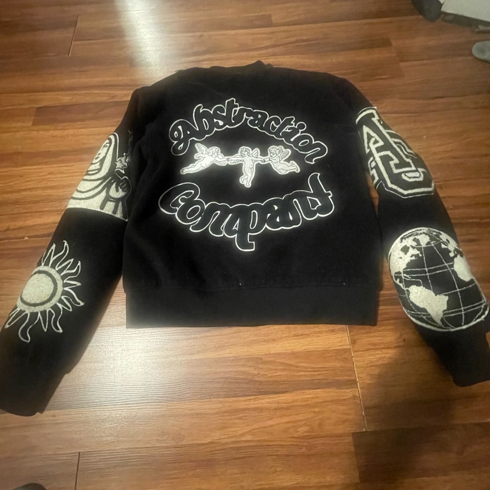 Black Graphic Patch Bomber Jacket - 'Abstraction … - image 6